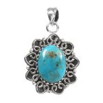 Morenci Turquoise 1.25" 925 Sterling Silver Pendant (RS61-417)