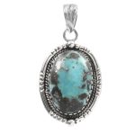 Morenci Turquoise 1.5" 925 Sterling Silver Pendant (RS61-451)