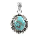 Morenci Turquoise 1.5" 925 Sterling Silver Pendant (RS61-453)