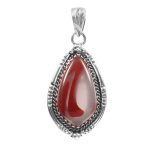 Red Botswana lace Agate 1.5" 925 Sterling Silver Pendant (RS61-474)