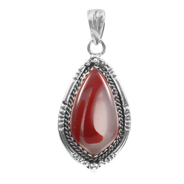 Red Botswana lace Agate 1.5" 925 Sterling Silver Pendant (RS61-474)