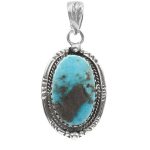 Morenci Turquoise 1.5" 925 Sterling Silver Pendant (RS61-454)