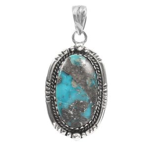 Morenci Turquoise 1.5" 925 Sterling Silver Pendant (RS61-455)