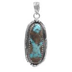 Morenci Turquoise 1.5" 925 Sterling Silver Pendant (RS61-456)