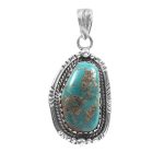 Morenci Turquoise 1.5" 925 Sterling Silver Pendant (RS61-457)