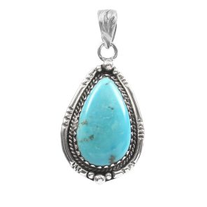 Morenci Turquoise 1.5" 925 Sterling Silver Pendant (RS61-458)