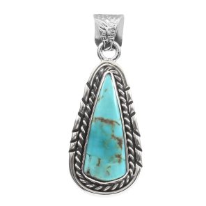 Mohave Turquoise 1.5â€³ 925 Sterling Silver Pendant (RS14-182)