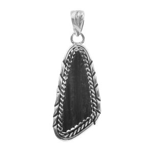 Raw Black Tourmaline 1.5â€³ 925 Sterling Silver Pendant (RS14-193)