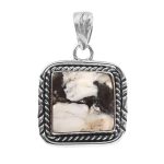 White Buffalo Turquoise 1.25â€³ 925 Sterling Silver Pendant (RS14-195)