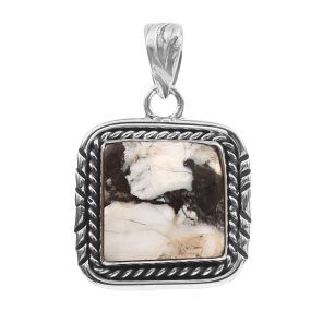 White Buffalo Turquoise 1.25â€³ 925 Sterling Silver Pendant (RS14-195)