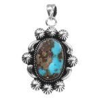 Morenci Turquoise 1.5â€³ 925 Sterling Silver Pendant (RS14-160)
