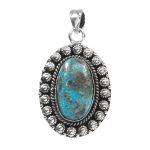 Morenci Turquoise 1.5â€³ 925 Sterling Silver Pendant (RS14-161)