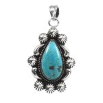 Morenci Turquoise 1.5â€³ 925 Sterling Silver Pendant (RS14-162)