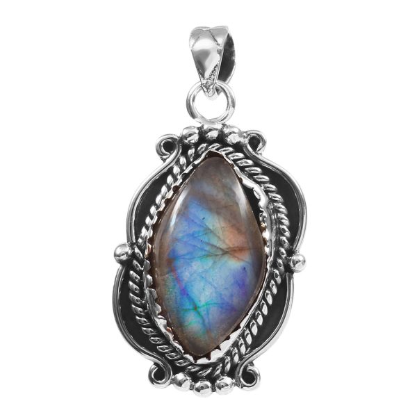 Labradorite 1.5â€³ 925 Sterling Silver Pendant (RS14-170)
