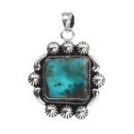 Morenci Turquoise 1.5â€³ 925 Sterling Silver Pendant (RS14-164)