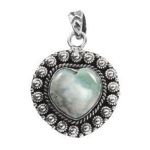 Larimar 1.25â€³ 925 Sterling Silver Pendant (RS14-165)