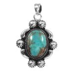 Morenci Turquoise 1.5â€³ 925 Sterling Silver Pendant (RS14-163)