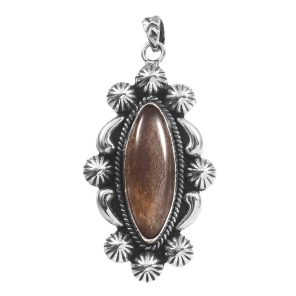 Coffee Moonstone 1.5â€³ 925 Sterling Silver Pendant (RS14-180)
