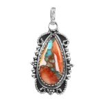Spiny Oyster Turquoise 1.5â€³ 925 Sterling Silver Pendant (REXT27-193)