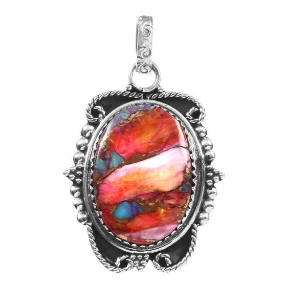 Pink Dahlia Turquoise 1.5â€³ 925 Sterling Silver Pendant (REXT27-180)