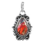 Pink Dahlia Turquoise 1.5â€³ 925 Sterling Silver Pendant (REXT27-182)