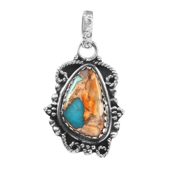 Spiny Oyster Turquoise 1.5â€³ 925 Sterling Silver Pendant (REXT27-201)