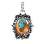 Spiny Oyster Turquoise 1.5â€³ 925 Sterling Silver Pendant (REXT27-202)