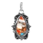 Spiny Oyster Turquoise 1.5â€³ 925 Sterling Silver Pendant (REXT27-203)
