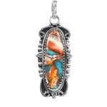Spiny Oyster Turquoise 1.5â€³ 925 Sterling Silver Pendant (REXT27-204)