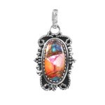 Pink Dahlia Turquoise 1.5â€³ 925 Sterling Silver Pendant (REXT27-188)