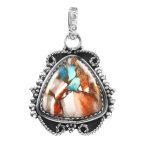 Spiny Oyster Turquoise 1.5â€³ 925 Sterling Silver Pendant (REXT27-205)