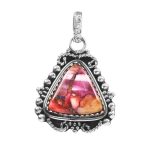 Pink Dahlia Turquoise 1.5â€³ 925 Sterling Silver Pendant (REXT27-190)