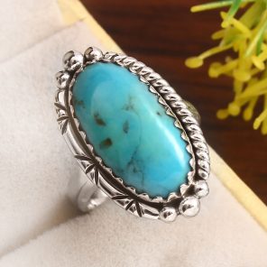 Kingman Turquoise Size US 6 925 Sterling Silver Ring 925 (RS17-444)