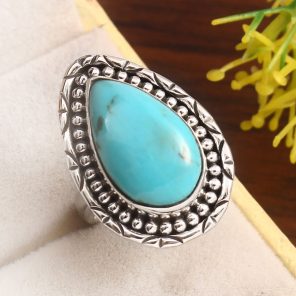 Kingman Turquoise Size US 6 925 Sterling Silver Ring 925 (RS17-445)