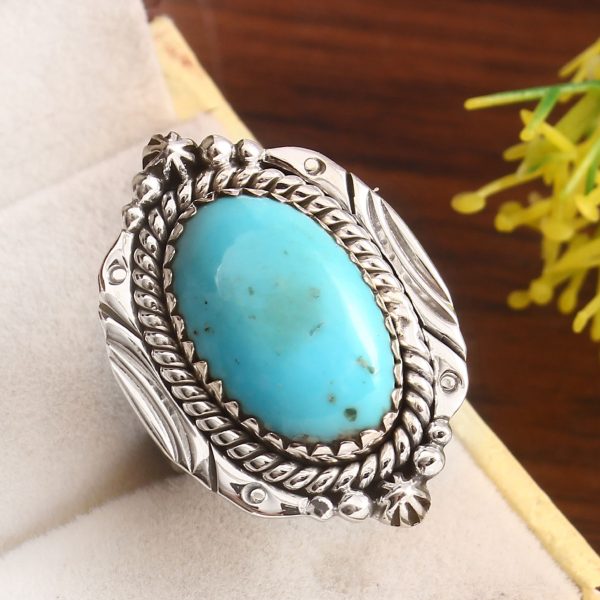 Kingman Turquoise Size US 6 925 Sterling Silver Ring 925 (RS17-446)