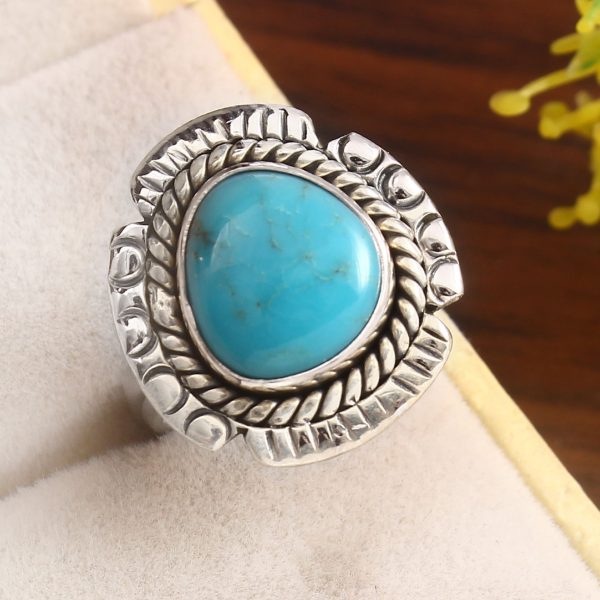 Kingman Turquoise Size US 6 925 Sterling Silver Ring 925 (RS17-447)