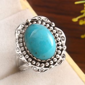 Kingman Turquoise Size US 8 925 Sterling Silver Ring 925 (RS17-431)