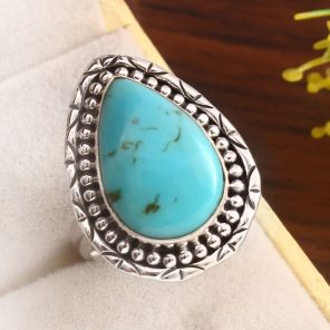 Kingman Turquoise Size US 8 925 Sterling Silver Ring 925 (RS17-430)