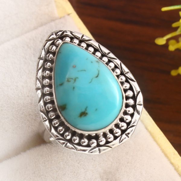 Kingman Turquoise Size US 8 925 Sterling Silver Ring 925 (RS17-430)
