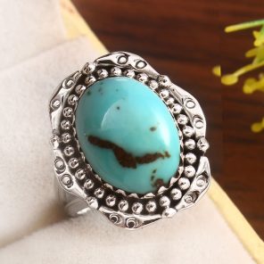 Kingman Turquoise Size US 9 925 Sterling Silver Ring 925 (RS17-423)