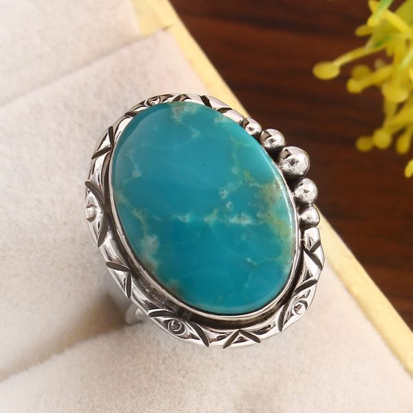 Kingman Turquoise Size US 6 925 Sterling Silver Ring 925 (RS17-448)