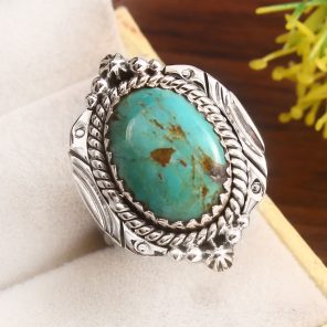 Kingman Turquoise Size US 9 925 Sterling Silver Ring 925 (RS17-422)