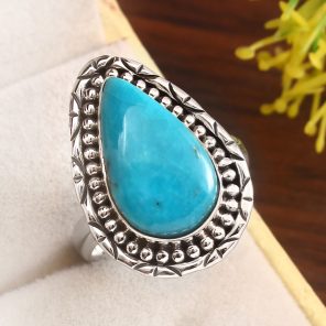 Kingman Turquoise Size US 9 925 Sterling Silver Ring 925 (RS17-421)