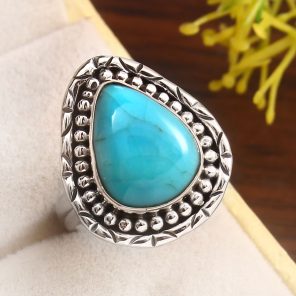 Kingman Turquoise Size US 7 925 Sterling Silver Ring 925 (RS17-437)