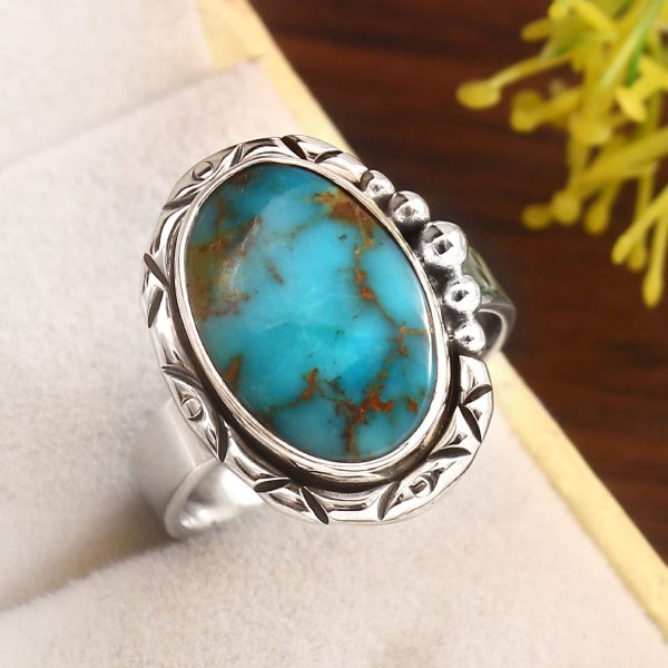 Kingman Turquoise Size US 9 925 Sterling Silver Ring 925 (RS17-420)