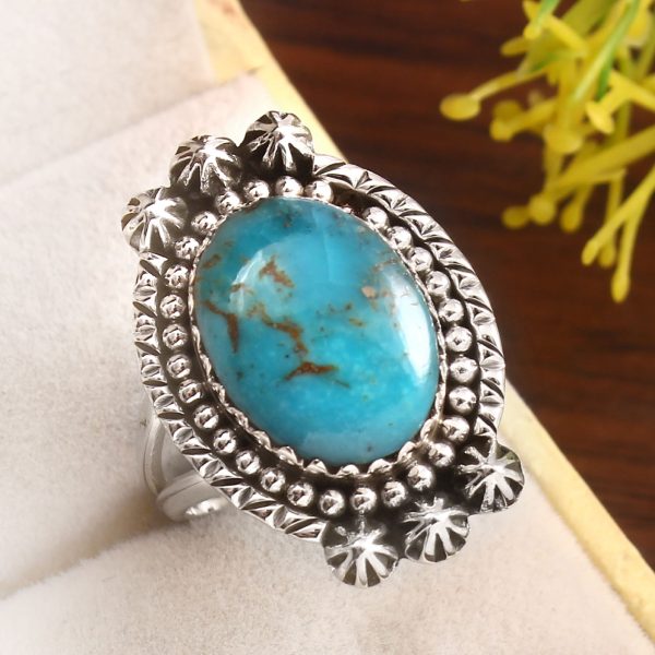 Kingman Turquoise Size US 9 925 Sterling Silver Ring 925 (RS17-455)