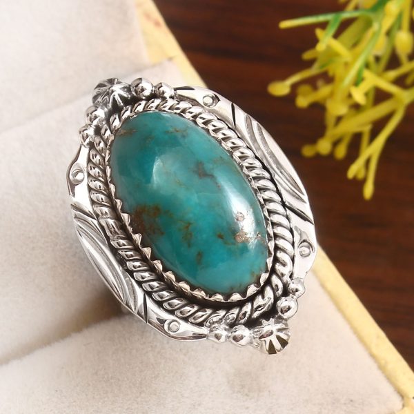 Kingman Turquoise Size US 7 925 Sterling Silver Ring 925 (RS17-436)