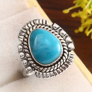 Kingman Turquoise Size US 7 925 Sterling Silver Ring 925 (RS17-435)