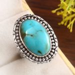 Kingman Turquoise Size US 8 925 Sterling Silver Ring 925 (RS17-428)