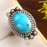 Kingman Turquoise Size US 7 925 Sterling Silver Ring 925 (RS17-434)